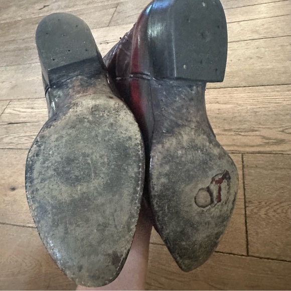 lucchese cowboy western boots vintage brown leather pull on women’s 9 D flawed ! - Picture 8 of 8